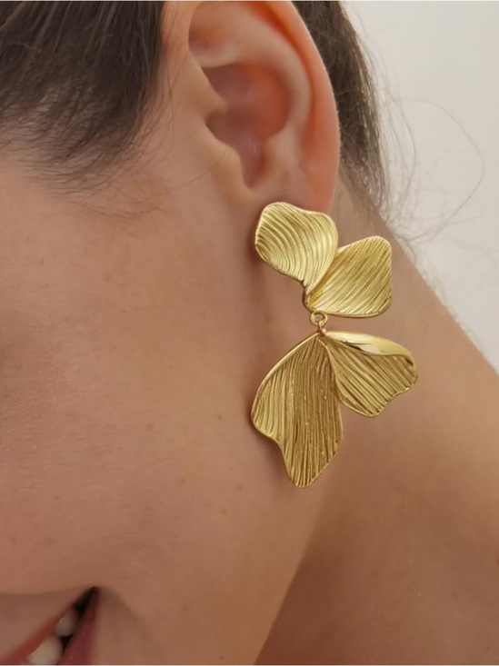 Anthropologie Jewelry - Gold Floral Petal Drop Earrings - Women Jewelry